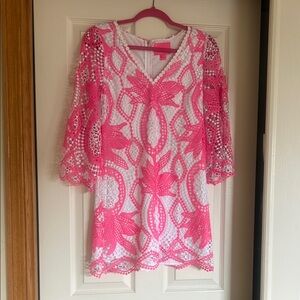 Pink and White Lace Dress
